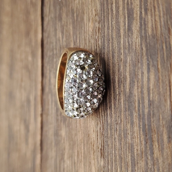 Size 6.5 R571 18k ge crystal cluster ring‎ missing tiny stone - Picture 1 of 5